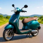 Bajaj Chetak 2025 electric scooter in metallic teal with retro-modern design