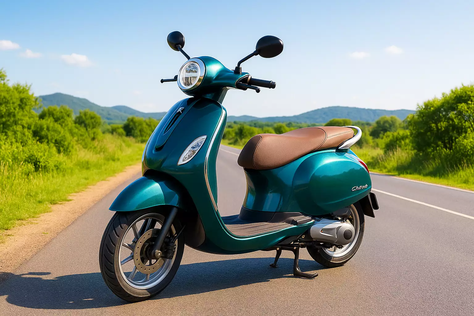 Bajaj Chetak 2025 electric scooter in metallic teal with retro-modern design